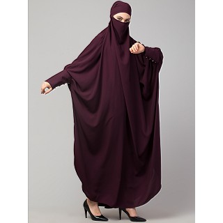 Long cuff ready to wear Jilbab-Wine